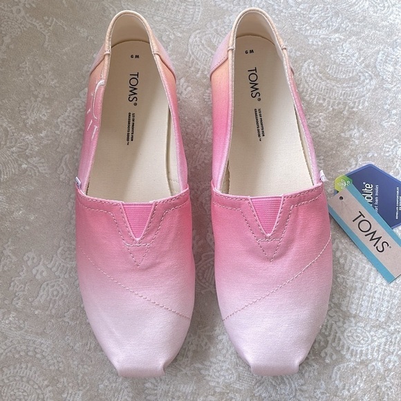 Brand New Toms Candy Pink Ombre Canvas Slip On Casual Shoes Embroidered Sunshine - Picture 2 of 14